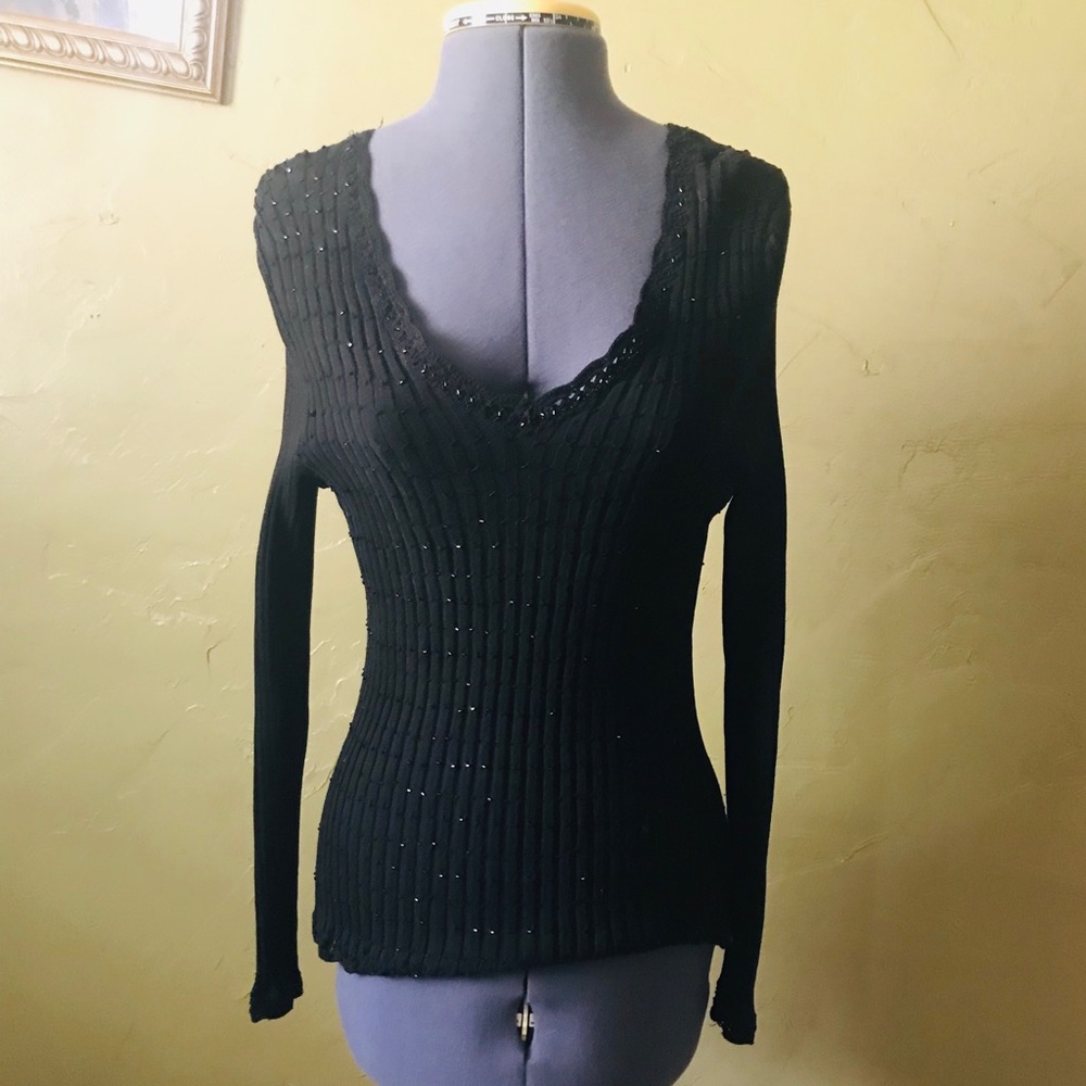 Susan Lewis Black Sparkley Longsleeve Blou…